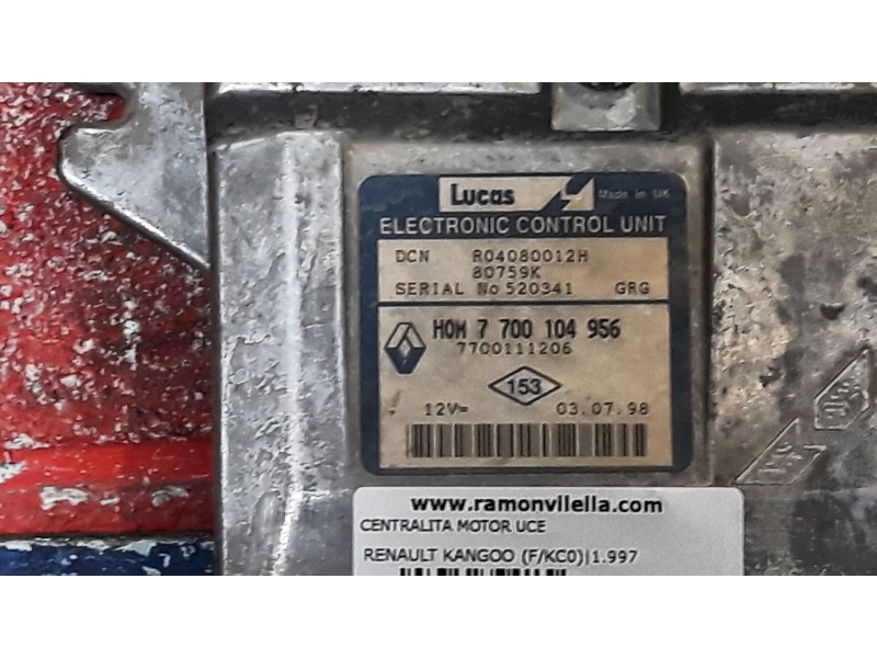 Recambio de centralita motor uce para renault kangoo (f/kc0) referencia OEM IAM 7700104956 7700111206  Recambio de centralita motor uce para renault kangoo (f/kc0) referencia OEM IAM 7700104956 7700111206