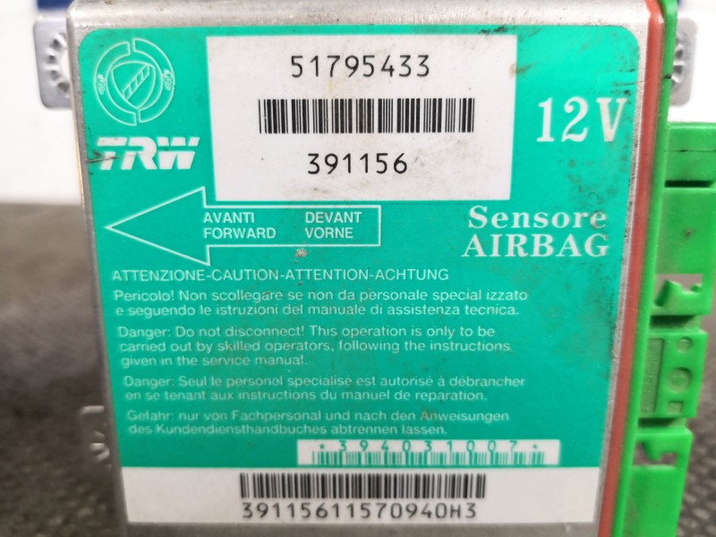 Recambio de centralita airbag para fiat punto 1.3 multijet 16v 90 dynamic referencia OEM IAM 51795433  