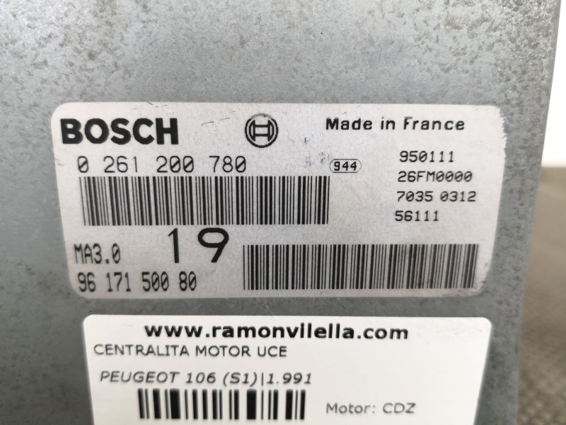 Recambio de centralita motor uce para peugeot 106 (s1) 1.0 referencia OEM IAM 0261200780 9617150080  Recambio de centralita motor uce para peugeot 106 (s1) 1.0 referencia OEM IAM 0261200780 9617150080