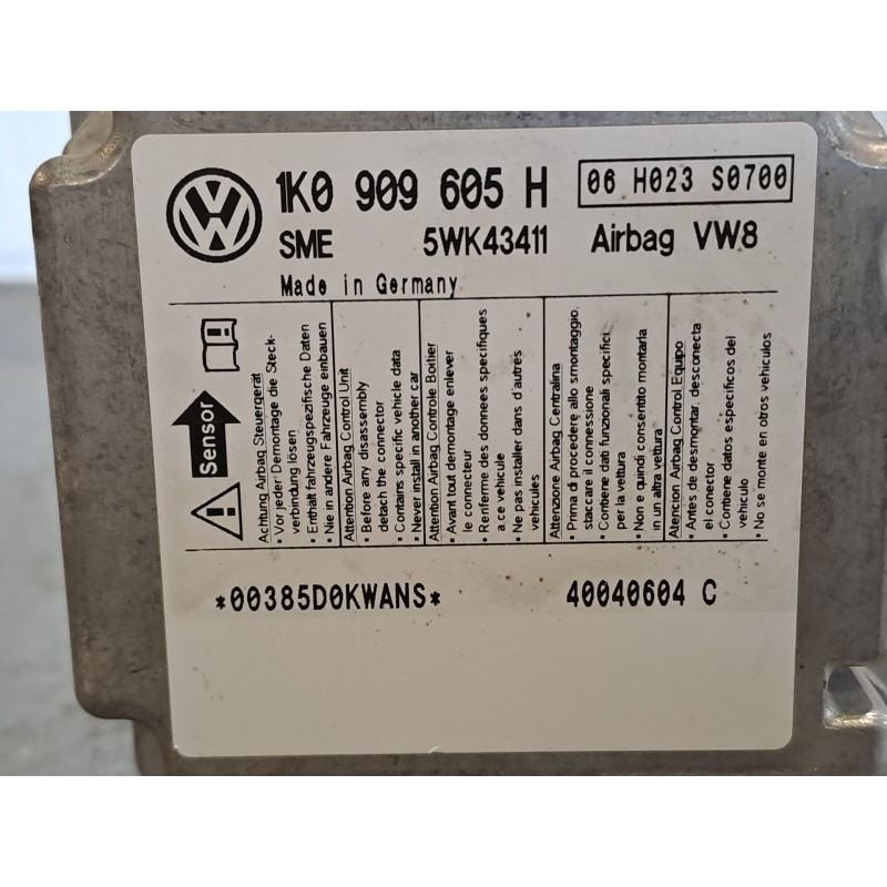 Recambio de centralita airbag para volkswagen golf v berlina (1k1) 2.0 tdi | 0.03 - 0.08 2.0 tdi | 0.03 - 0.08 referencia OEM IA