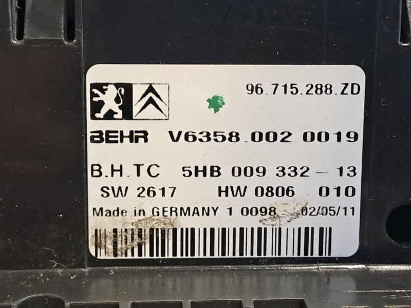 Recambio de mando climatizador para citroen c5 berlina business referencia OEM IAM 96715288ZD   Recambio de mando climatizador para citroen c5 berlina business referencia OEM IAM 96715288ZD