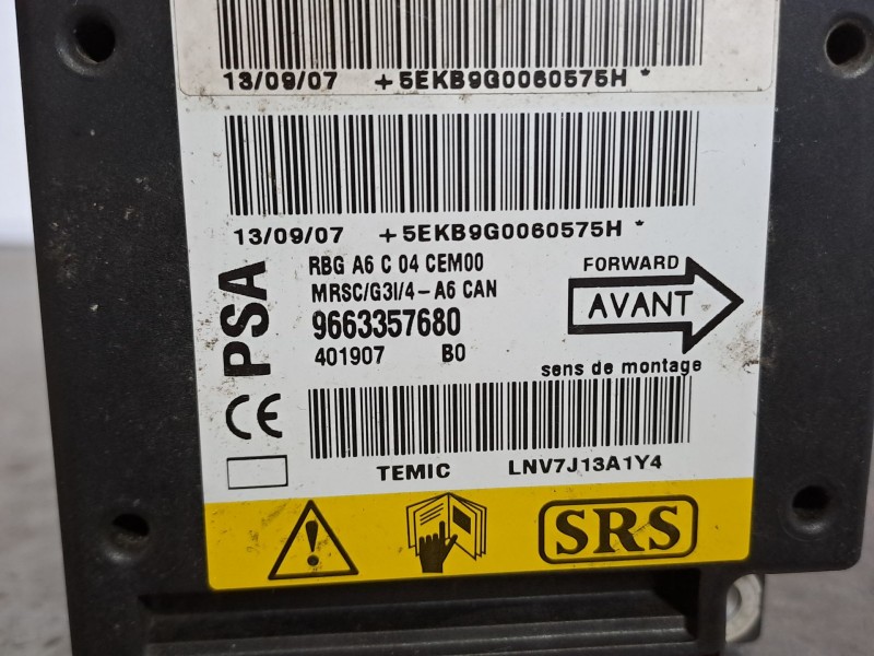 Recambio de centralita airbag para citroen c2 referencia OEM IAM 9663357680  
