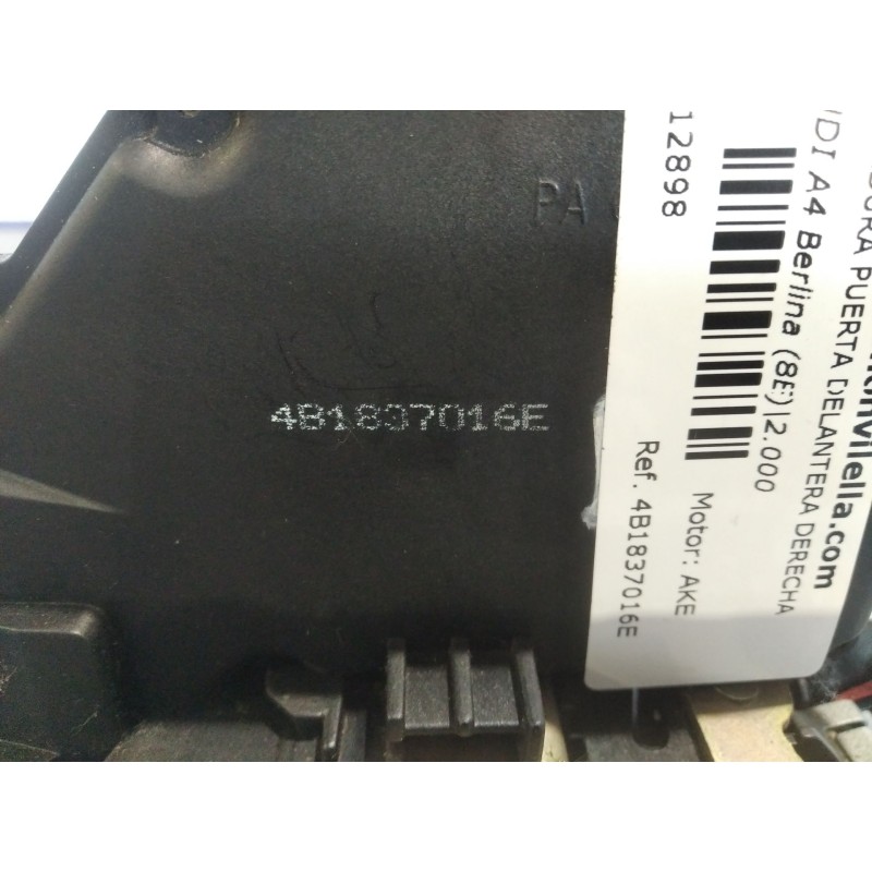 Recambio de cerradura puerta delantera derecha para audi a4 berlina (8e) 2.5 tdi quattro (132kw) referencia OEM IAM 4B1837016E  