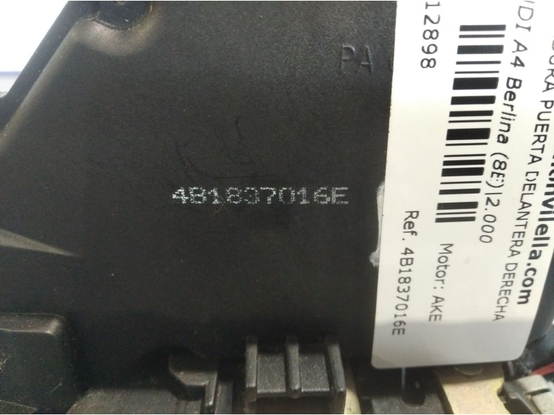 Recambio de cerradura puerta delantera derecha para audi a4 berlina (8e) 2.5 tdi quattro (132kw) referencia OEM IAM 4B1837016E  