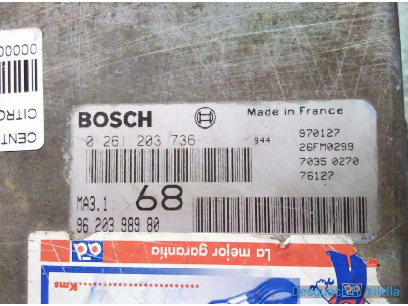 Recambio de centralita motor uce para citroen saxo 1.1 sx | 0.96 - ... 1.1 sx | 0.96 - ... referencia OEM IAM 0261203736 9620398