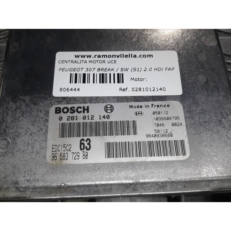 Recambio de centralita motor uce para peugeot 307 break / sw (s1) 2.0 hdi fap cat | 0.02 - ... 2.0 hdi fap cat | 0.02 - ... refe