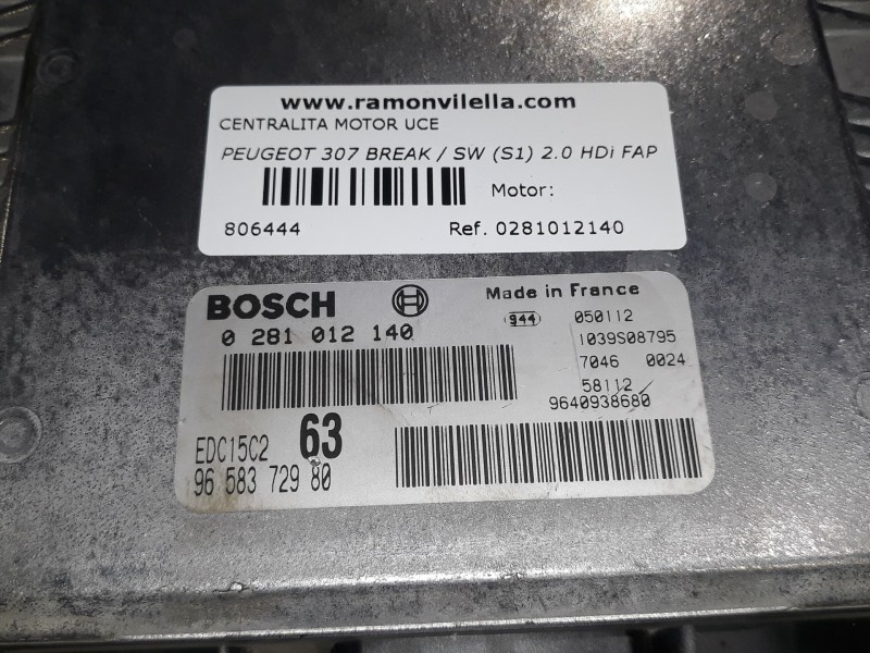 Recambio de centralita motor uce para peugeot 307 break / sw (s1) 2.0 hdi fap cat | 0.02 - ... 2.0 hdi fap cat | 0.02 - ... refe