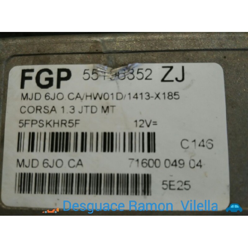Recambio de centralita motor uce para opel corsa c cosmo | 0.03 - ... cosmo | 0.03 - ... referencia OEM IAM 7160004904 55196352Z