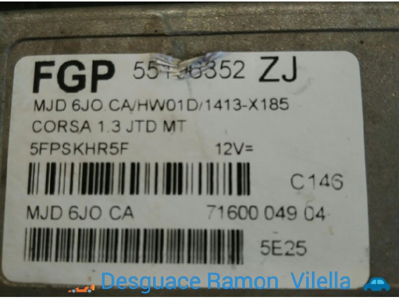 Recambio de centralita motor uce para opel corsa c cosmo | 0.03 - ... cosmo | 0.03 - ... referencia OEM IAM 7160004904 55196352Z