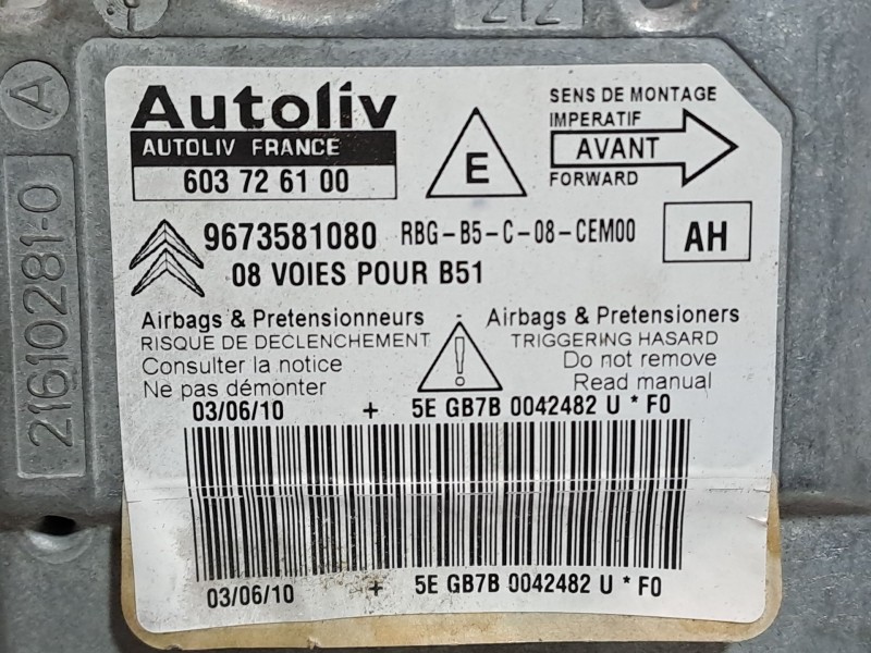 Recambio de centralita airbag para citroen c4 berlina 1.6 16v hdi referencia OEM IAM 603726100 967358180 