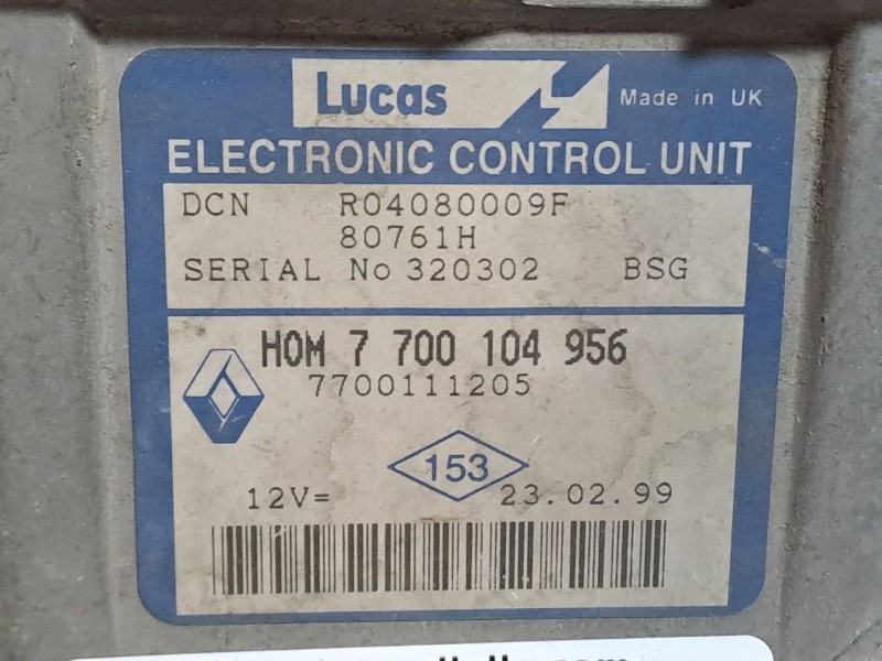 Recambio de centralita motor uce para renault clio 1.9d referencia OEM IAM 7700104956 7700111205 R04080009F