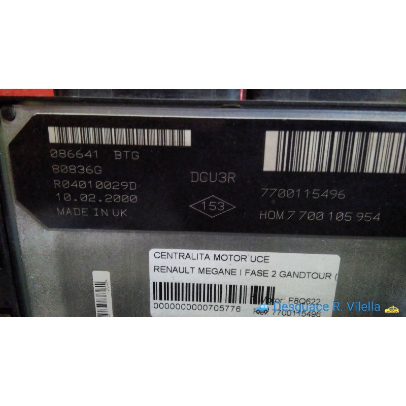 Recambio de centralita motor uce para renault megane i fase 2 gandtour (ka..) 1.9 diesel | 0.99 - 0.03 1.9 diesel | 0.99 - 0.03 