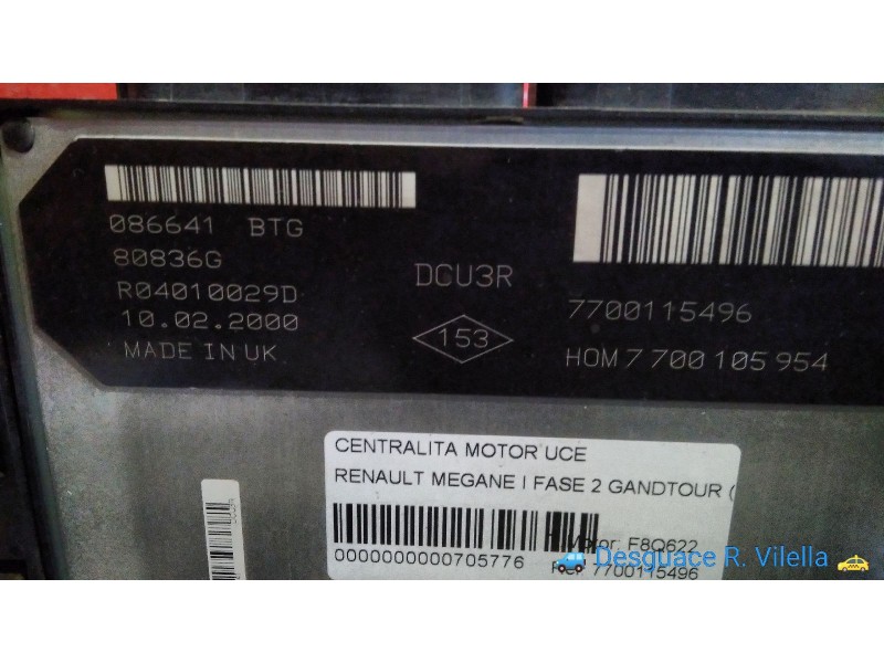 Recambio de centralita motor uce para renault megane i fase 2 gandtour (ka..) 1.9 diesel | 0.99 - 0.03 1.9 diesel | 0.99 - 0.03 