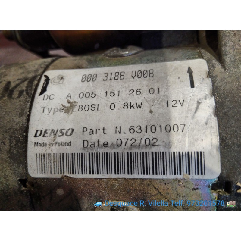 Recambio de motor arranque para smart coupe brabus | 01.03 - 12.06 brabus | 01.03 - 12.06 referencia OEM IAM 0003188V008  
