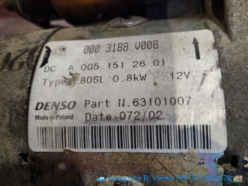 Recambio de motor arranque para smart coupe brabus | 01.03 - 12.06 brabus | 01.03 - 12.06 referencia OEM IAM 0003188V008  