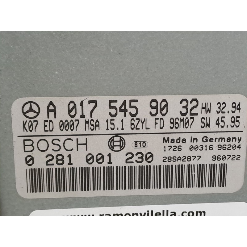 Recambio de centralita motor uce para mercedes clase e (w210) berlina diesel 3.0 diesel cat | 0.95 - 0.02 3.0 diesel cat | 0.95 