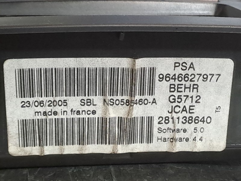 Recambio de mando climatizador para peugeot 307 berlina (s2) 1.6 hdi | 0.05 - 0.08 1.6 hdi | 0.05 - 0.08 referencia OEM IAM 9646