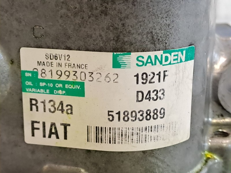 Recambio de compresor aire acondicionado para citroen nemo basis referencia OEM IAM 1921F 51893889 SD6V12
