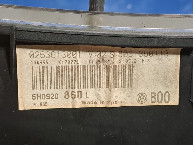 Recambio de cuadro instrumentos para seat arosa (6h1) referencia OEM IAM 6H0920860L  