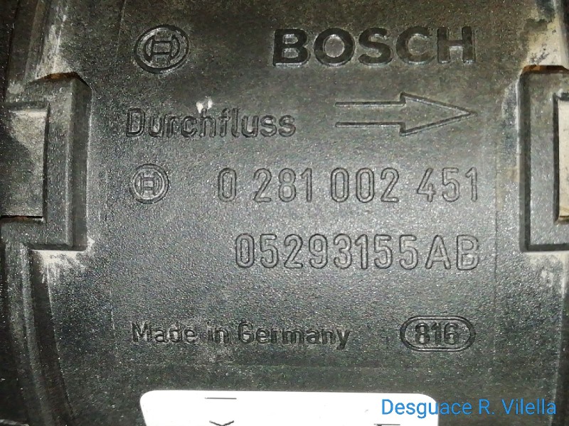 Recambio de caudalimetro para chrysler voyager (rg) 2.5 crd lx | 0.01 - ... 2.5 crd lx | 0.01 - ... referencia OEM IAM 028100245