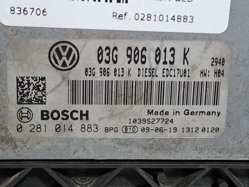 Recambio de centralita motor uce para seat ibiza (6j5) 25 aniversario referencia OEM IAM 0281014883 03G906013K EDC17U01 Recambio de centralita motor uce para seat ibiza (6j5) 25 aniversario referencia OEM IAM 0281014883 03G906013K EDC17U01