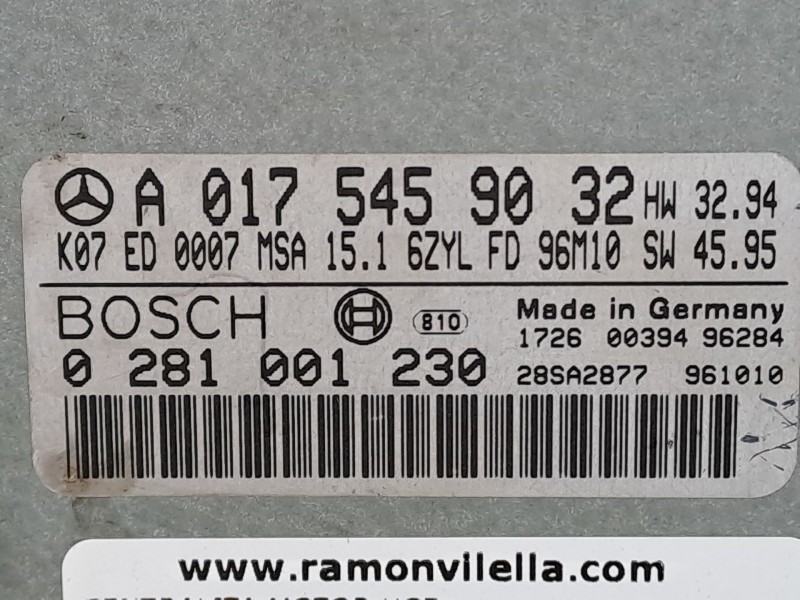 Recambio de centralita motor uce para mercedes clase e (w210) berlina referencia OEM IAM 0281001230  