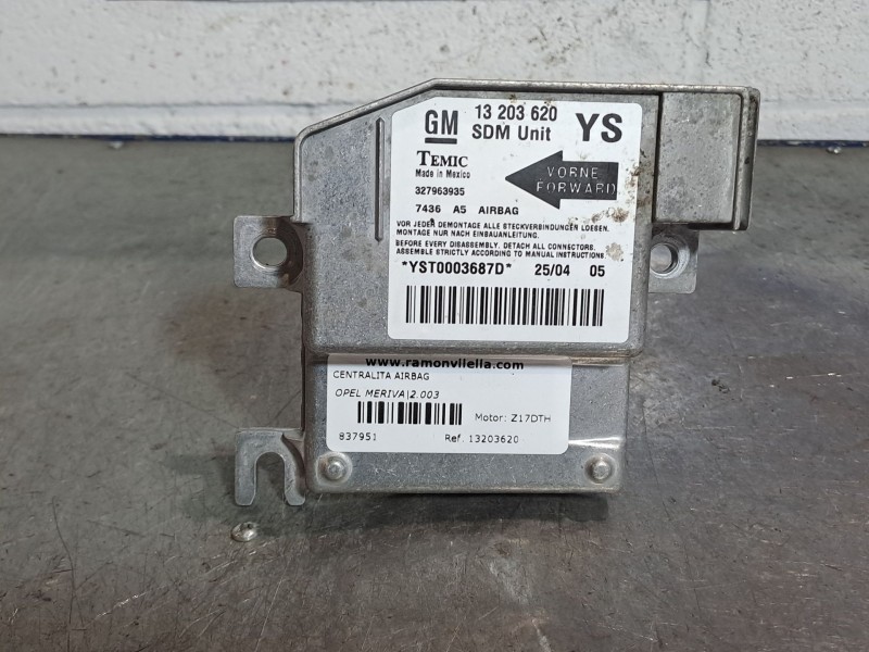Recambio de centralita airbag para opel meriva referencia OEM IAM 13203620  