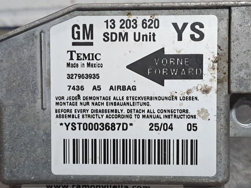 Recambio de centralita airbag para opel meriva referencia OEM IAM 13203620  