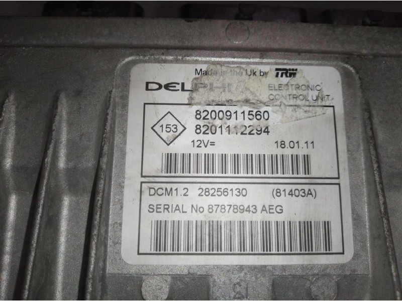 Recambio de centralita motor uce para renault kangoo authentique referencia OEM IAM 8200911560 8201112294  Recambio de centralita motor uce para renault kangoo authentique referencia OEM IAM 8200911560 8201112294
