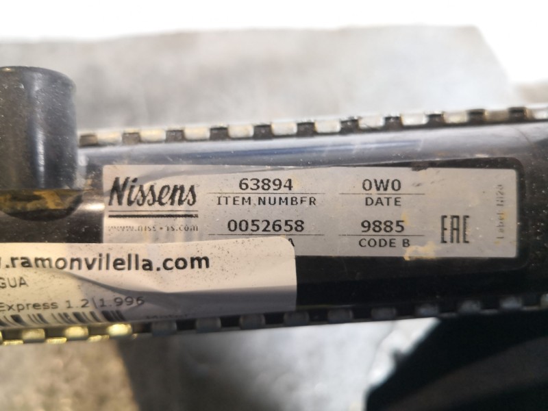 Recambio de radiador agua para renault express 1.2 referencia OEM IAM   