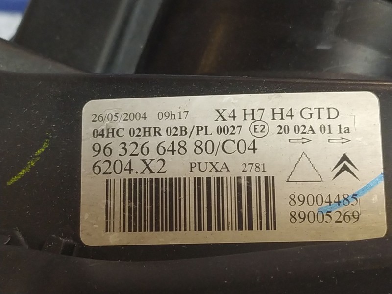 Recambio de faro izquierdo para citroen c5 berlina 1.8 referencia OEM IAM 9632664880  