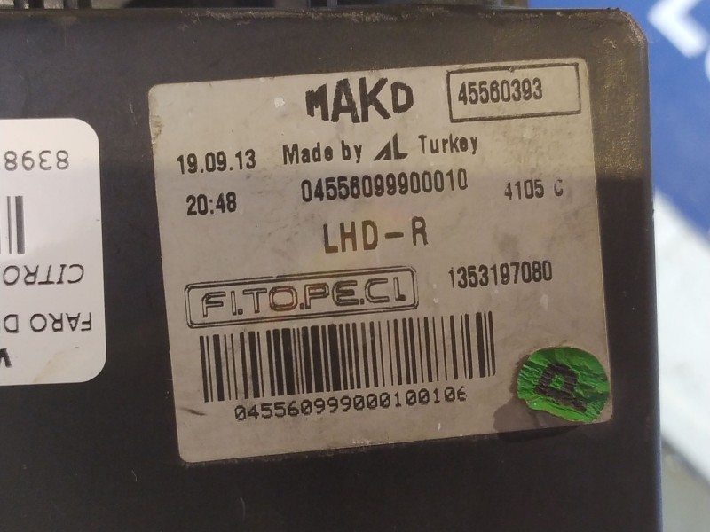 Recambio de faro derecho para citroen nemo attraction referencia OEM IAM 45560393  
