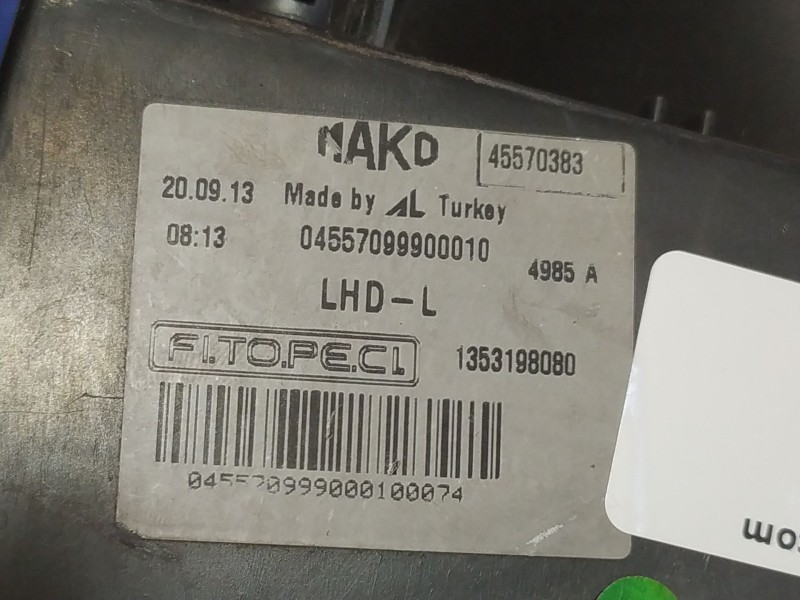 Recambio de faro izquierdo para citroen nemo attraction referencia OEM IAM 45570383  
