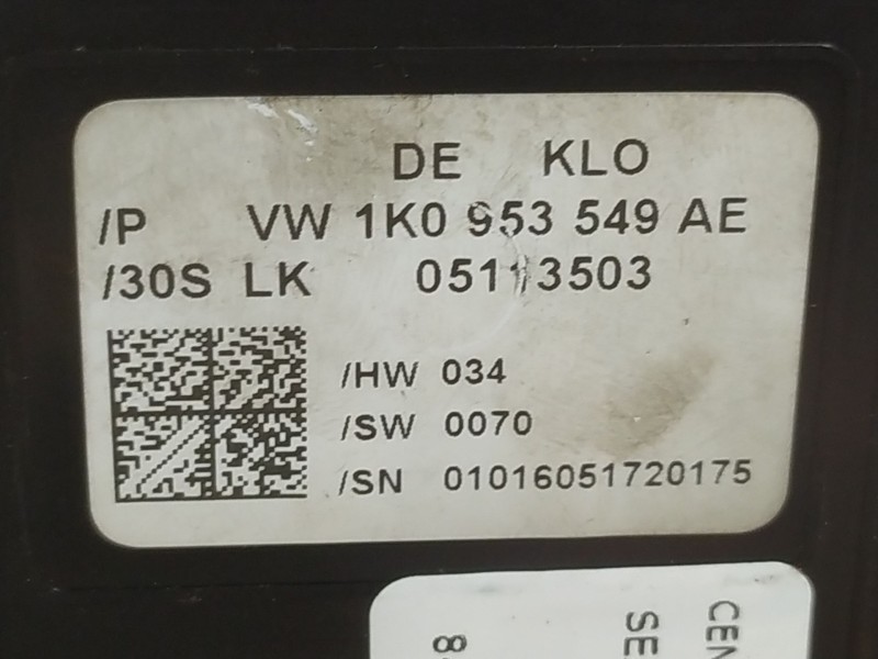 Recambio de centralita luces para seat altea (5p1)  | 0.04 - ...  | 0.04 - ... referencia OEM IAM 1K0953549AE  