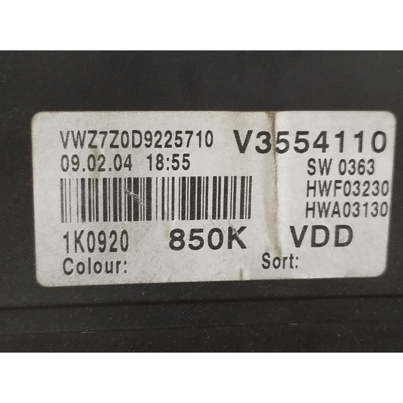Recambio de cuadro instrumentos para volkswagen golf v berlina (1k1)  | 0.03 - 0.08  | 0.03 - 0.08 referencia OEM IAM 1K0920850K