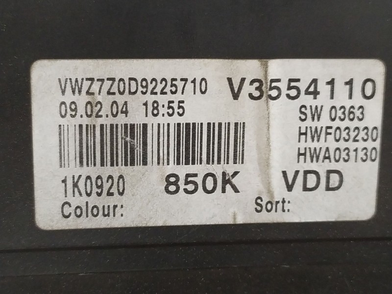 Recambio de cuadro instrumentos para volkswagen golf v berlina (1k1)  | 0.03 - 0.08  | 0.03 - 0.08 referencia OEM IAM 1K0920850K
