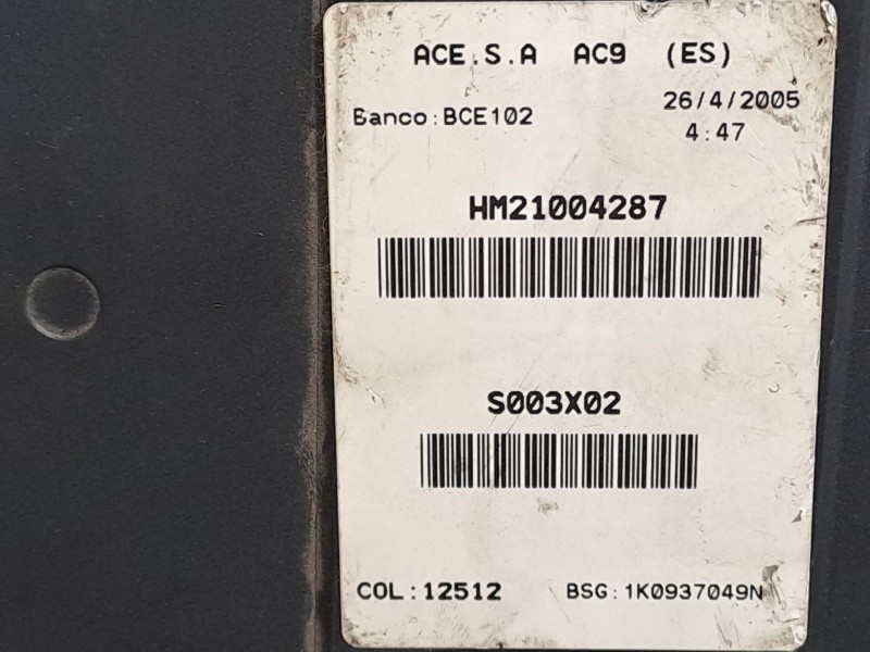 Recambio de caja reles fusibles para seat altea (5p1) green referencia OEM IAM 1K0937049N  