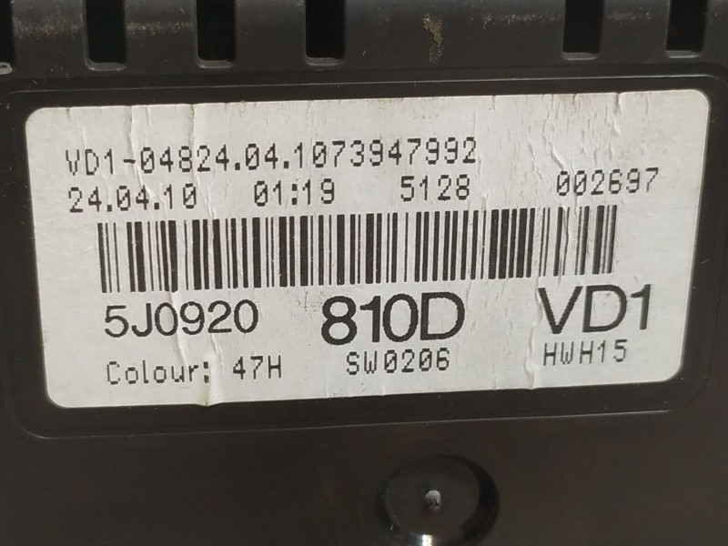 Recambio de cuadro instrumentos para skoda fabia (5j2 )  | 0.07 - ...  | 0.07 - ... referencia OEM IAM 5J0920810D  