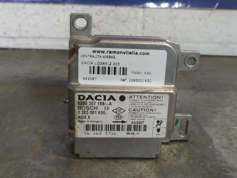 Recambio de centralita airbag para dacia logan ambiance referencia OEM IAM 0285001650  
