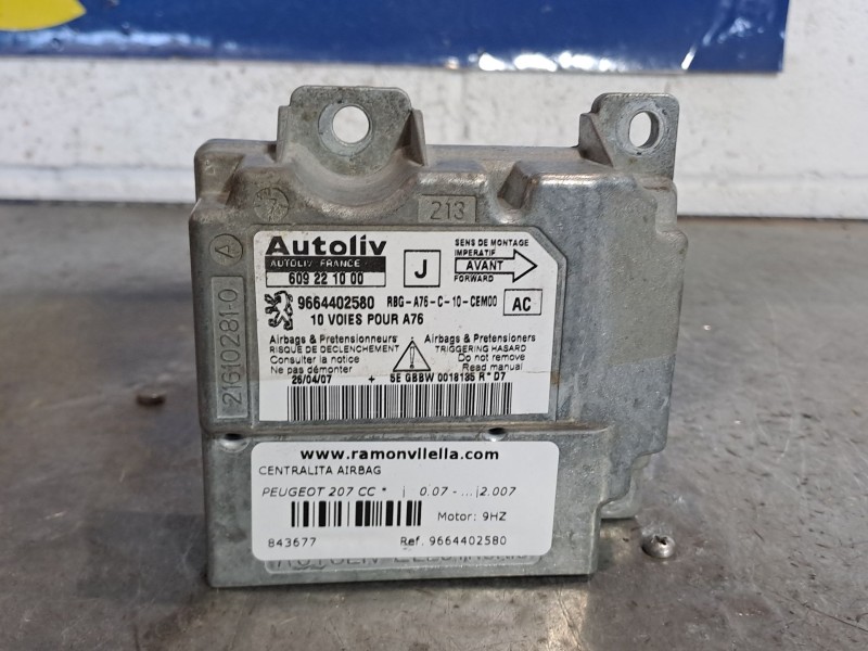 Recambio de centralita airbag para peugeot 207 cc  | 0.07 - ...  | 0.07 - ... referencia OEM IAM 9664402580  
