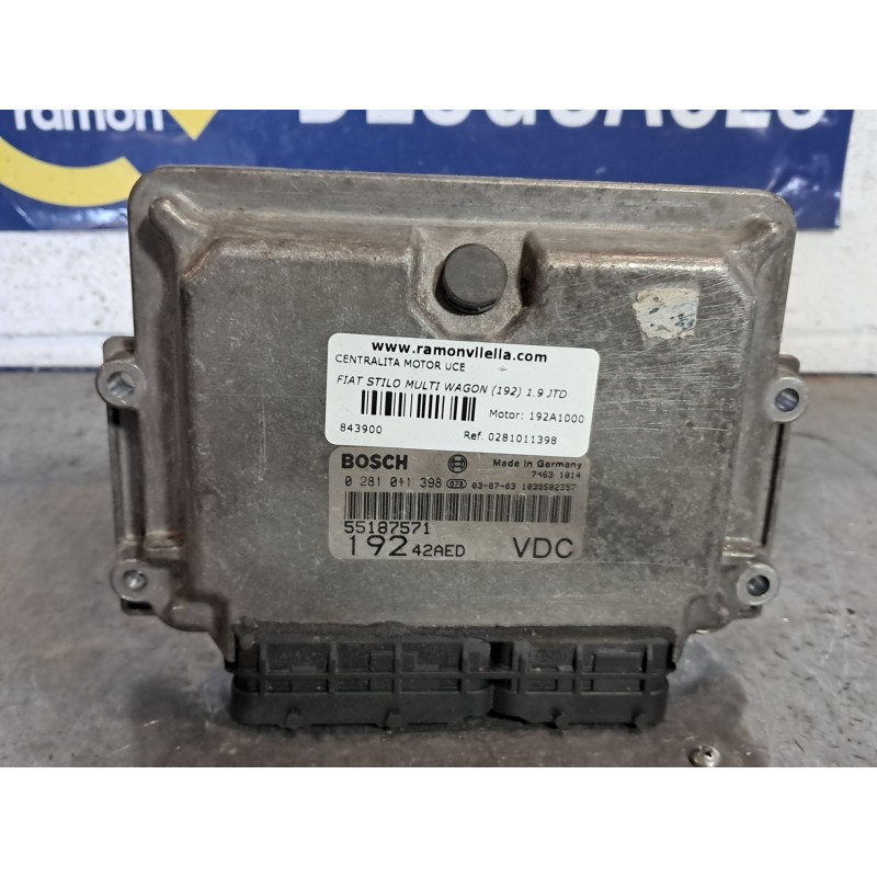 Recambio de centralita motor uce para fiat stilo multi wagon (192) 1.9 jtd 115 | 0.03 - ... 1.9 jtd 115 | 0.03 - ... referencia 