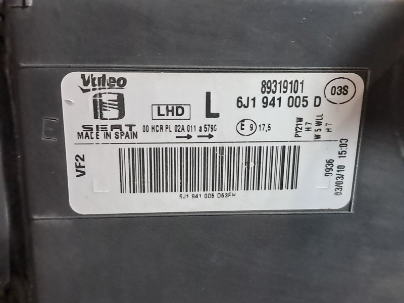 Recambio de faro izquierdo para seat ibiza (6j5) sport referencia OEM IAM   