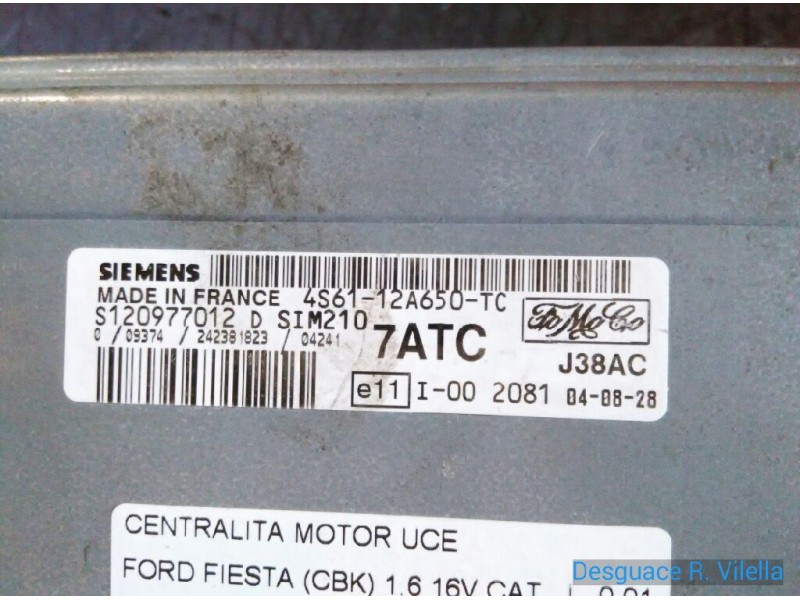 Recambio de centralita motor uce para ford fiesta (cbk) 1.6 16v cat | 0.01 - 0.08 1.6 16v cat | 0.01 - 0.08 referencia OEM IAM 4