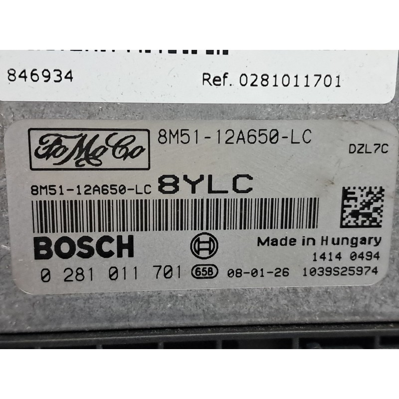 Recambio de centralita motor uce para ford focus 1.6 tdci 109 titanium referencia OEM IAM 0281011701  