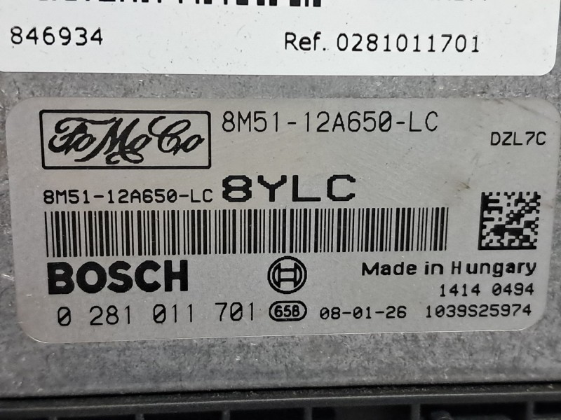 Recambio de centralita motor uce para ford focus 1.6 tdci 109 titanium referencia OEM IAM 0281011701  