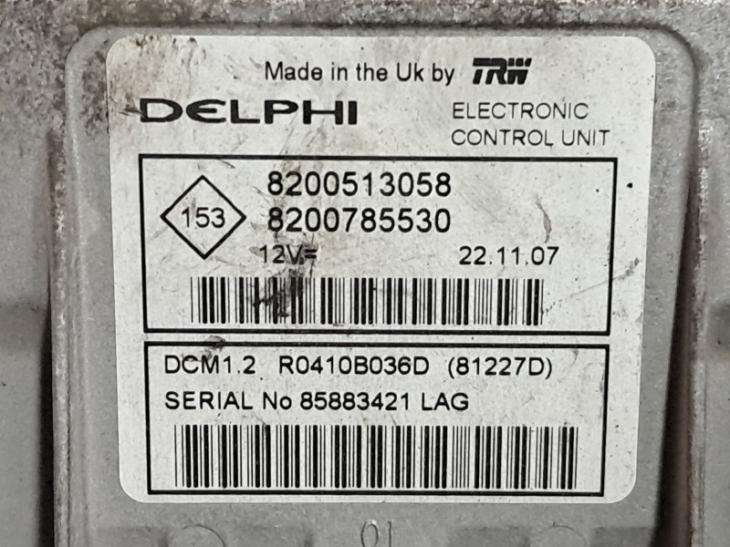 Recambio de centralita motor uce para dacia logan referencia OEM IAM 8200785530  