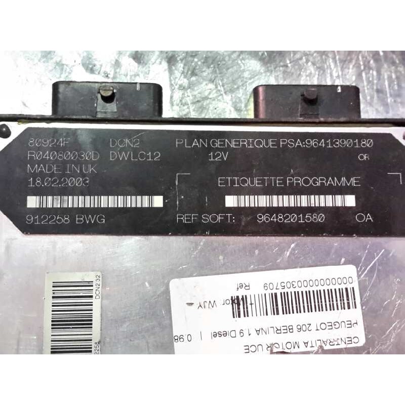 Recambio de centralita motor uce para peugeot 206 berlina 1.9 diesel | 0.98 - ... 1.9 diesel | 0.98 - ... referencia OEM IAM R04