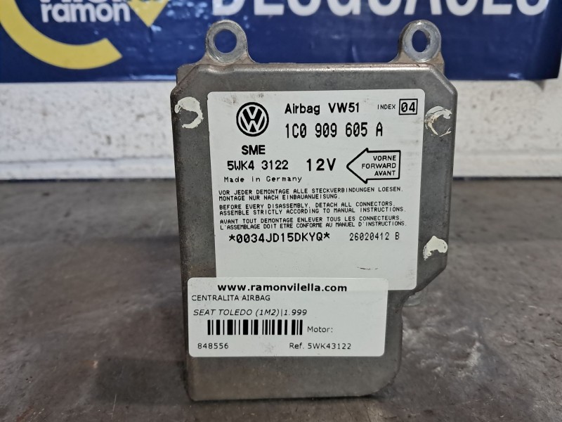 Recambio de centralita airbag para seat toledo (1m2) 1.9 tdi referencia OEM IAM 5WK43122  