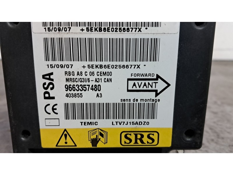 Recambio de centralita airbag para citroen c3 1.4 collection referencia OEM IAM 9663357480  