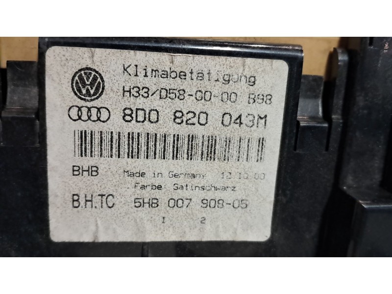 Recambio de mando climatizador para audi a4 1.9 tdi referencia OEM IAM 8D0820043M  